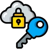 Cloud security lock and key icon