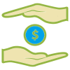 Financial support or money investment hand exchange icon