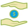 Financial support or money investment hand exchange icon