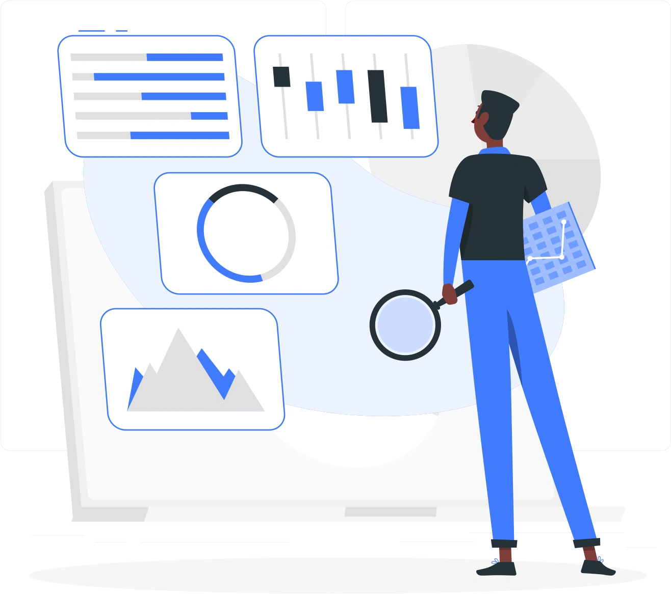 Data analyst reviewing dashboard metrics