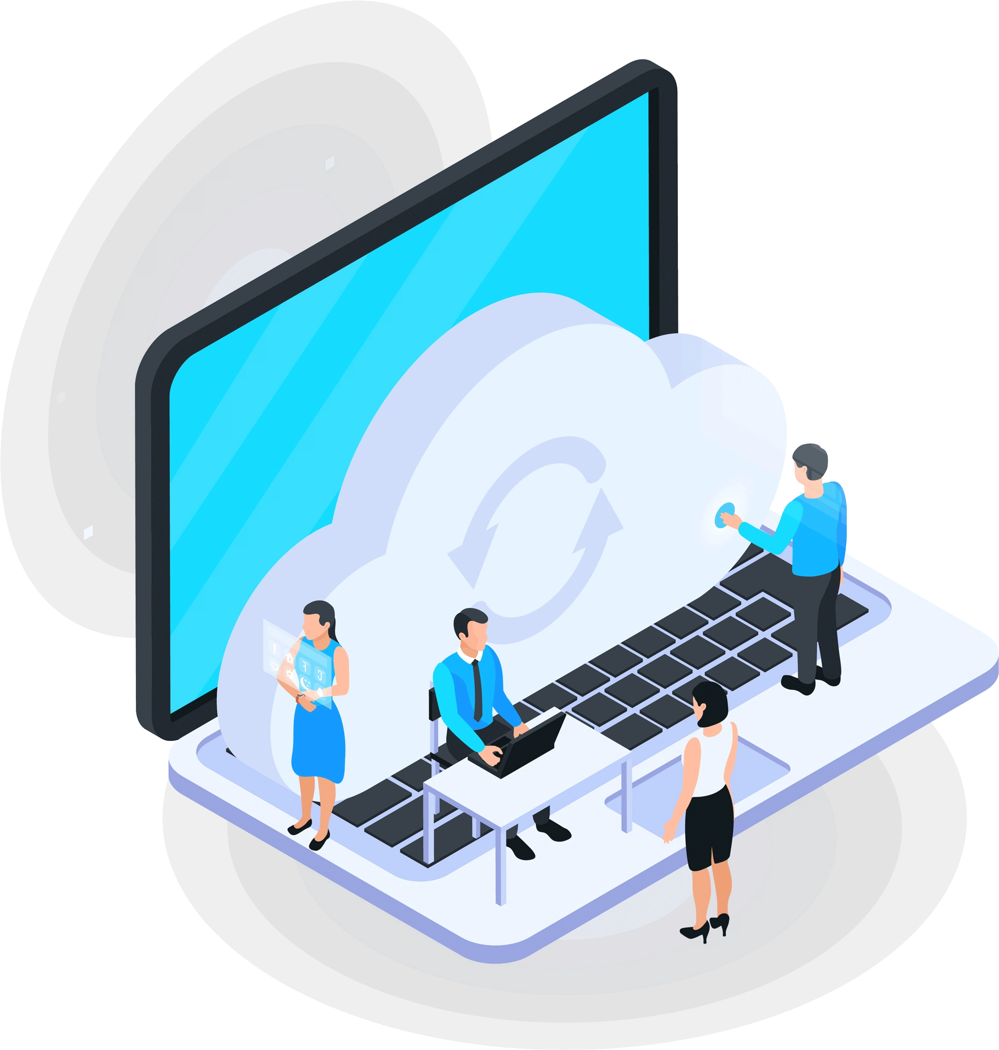 Cloud synchronization and data update illustration