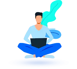 Person sitting with laptop illustration