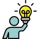 Person with light bulb idea icon