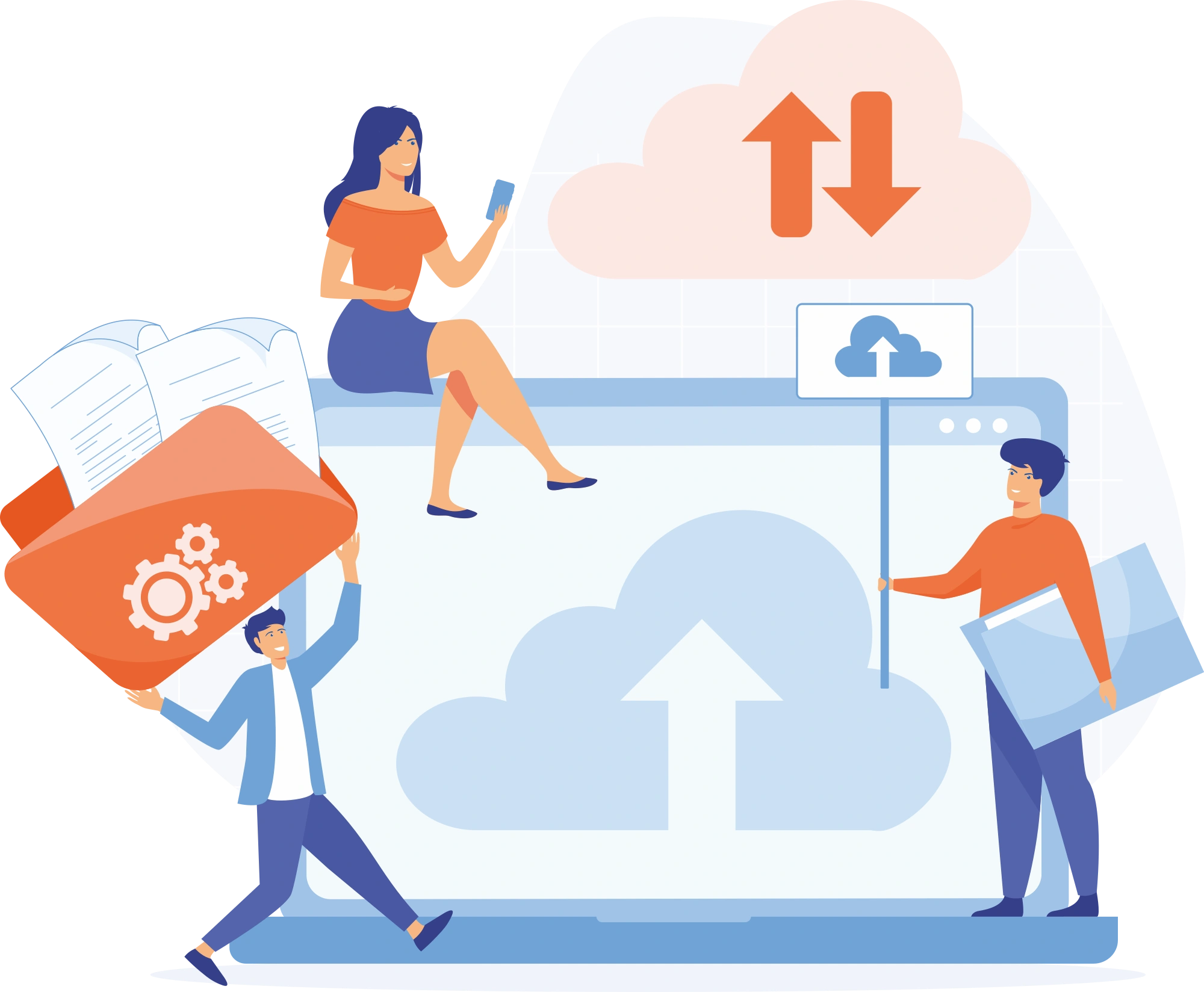 Cloud data upload and management illustration