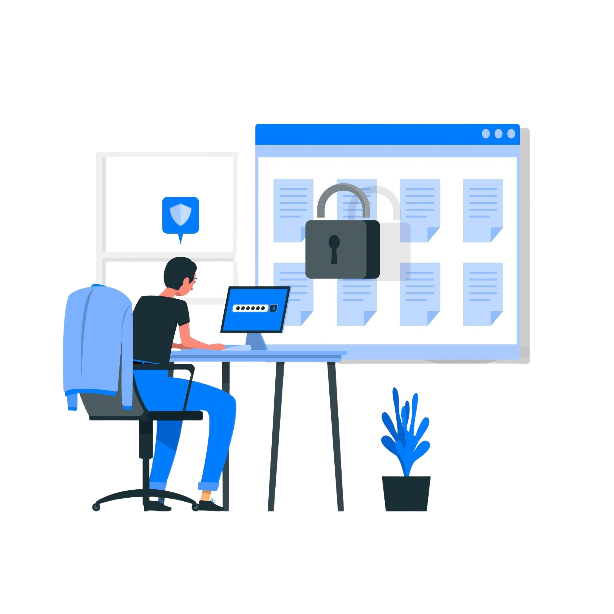 User accessing secure documents on a computer